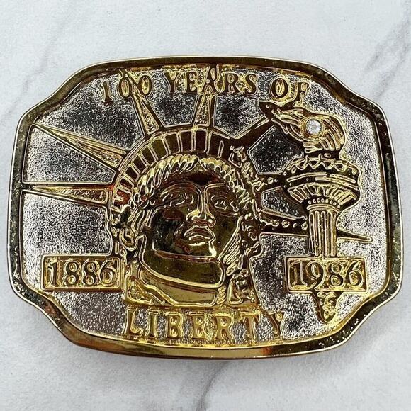 Vintage 1986 Statue of Liberty Centennial Belt Buckle 100 Years America ✨ - Picture 1 of 5